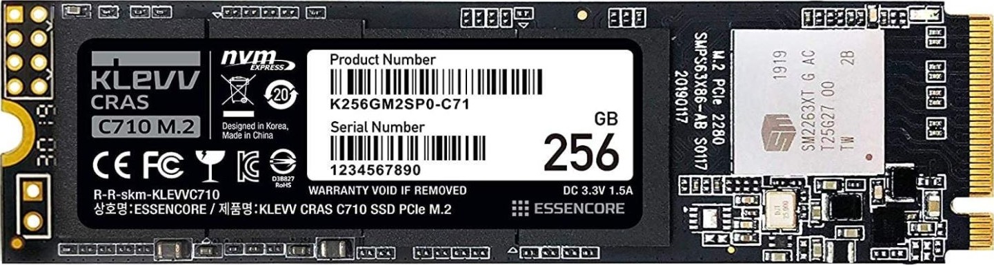 Wholesale Klevv Cras C710 256GB M.2 Pcie 3x4 Nvme 3D NAND Internal Solid State Drive (SSD) / Maximum Read Speed 1