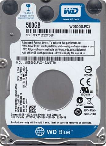 Wholesale WD 500 GB 2.5-Inch SATA 6Gb/s 5400 rpm 16MB Internal Laptop Hard Drive - Blue | WD5000LPCX_4