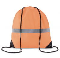 Drawstring bag in 190T polyester with reflective stripe.