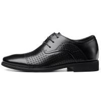 Summer Hollow Breathable Genuine Leather Men's Formal Dress Shoes With Hidden Elevator Lift Insole Height Increasing 6 CM