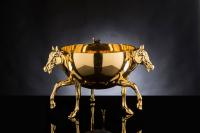 Bowl with 3 Horses, Italian Craftsmanship Ceramic, Gold 24K Finish, Italy