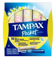 Wholesale Tampax Pocket Pearl Regular Absorbency with LeakGuard Braid & Unscented Plastic Tampons - 16ct