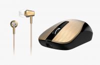 WHOLESALE MOUSE COMBO: MH-8015 SMART ECO MOBILITY HAIRLINE LUXURY METALLIC RECHARGEBLE & HIGH QUALITY HEADSET WITH SMART GENIUS APP GOLD