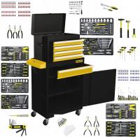 WMC Garage Roller Cabinet with Tool Set of 253 instruments, Trolley for hand tools storage and securing