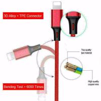Nylon 3 in 1 fast Charging Cable for Type-C, Micro and iPhone Pins, Smart Charge 3 Port Data Charging Cable, power line(3 in 1 cable)