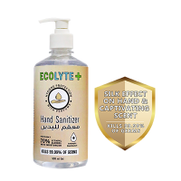 Ecolyte+ 24 Hour Protection Hand Sanitizer Gel - 99.99% Effective Against Germs -70% Alcohol, Moisturizer, Skin Friendly and Safe for Kids, Instant Germ-Free Protection, (500 ml)