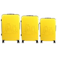 Biggdesign 3 Piece Cats Design Carry On Luggage Set Yellow