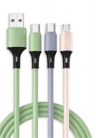 Three-in-one liquid silicone USB data cable