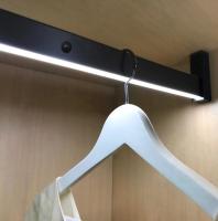 Dc12v Led Wardrobe Hanger Rail Tube Hanging Light With Pir Motion Sensor Switch Plug in Transformer Inside Closet Design Strip