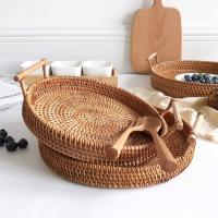 Rattan Serving Tray, Woven Storage Tray, Wicker Tray for Kitchen and Restaurant