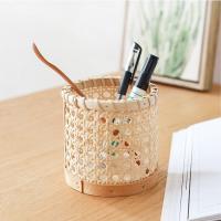 Rattan Bamboo Woven Pen Holder, Pencil Holder, Storage Holder for Desk