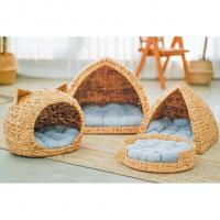 Water Hyacinth Pet Bed, Wicker Woven Pet House, Handmade Dog Cat Bed