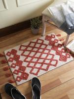 Geometric Pattern Hand Tufted Cotton Bathmat with Tassels