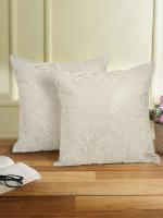 Embroidered leaf pattern pillow cover