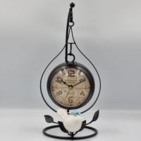 Silent Clock Retro Iron Art Alarm Clock Classic Desk Clock Creative Bird Desk