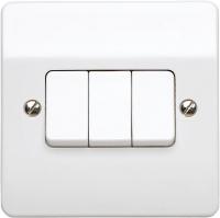 Wholesale MK 10A Triple Single Pole 2-Way Plate Switch