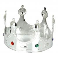 CROWN SILVER Plastic Queen King Crown Headband B-18