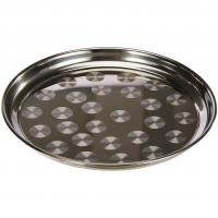 Stainless Steel Round Tray with Swirl Pattern, Serving/Display Tray