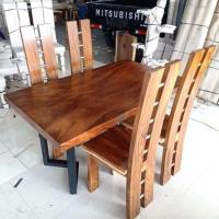 Trembesi Dining Set with Metal Leg H Chair