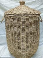 Buri Kalas Round Tall Hamper with Cover Natural