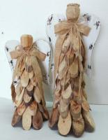 Driftwood Angel tin wings Jute bow ribbon