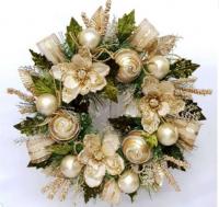 CREAM/GOLD MAGNOLIA WREATH