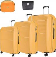 Wholesale Pierre Cardin Unbreakable Luggage Set of 4, Anti Theft Double Zipper With TSA Approved Lock Suitcase for Travel, 4 Double Silent Wheels, Expandable Zipper for More Space, Unisex Suitcase (Yellow)