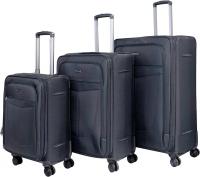 Wholesale Pierre Cardin Luggage Premium Softside Material Suitcase for Travel and Business, TSA Approved, ANTI Theft Double Zipper, Uster Collection (Set of 3, Black)