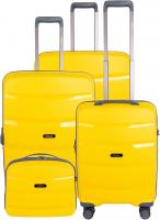 Wholesale TRACK UNBREAKABLE Luggage TSA Approved Suitcase for Travel, ANTI Theft Double Zipper, 4 Double Wheels (Set of 4, Yellow)