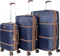 Wholesale Pierre Cardin Luggage TSA Approved Suitcase for Travel, ANTI Theft Double Zipper Travel bag, Skyline Collection (Set of 3, Navy)