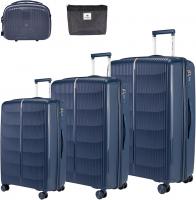 Wholesale Pierre Cardin Unbreakable Luggage Set of 4, Expandable and Anti Theft Double Zipper Suitcase, 4 Double Smooth and Silent Wheels, TSA Approved Luggage for Travel (Navy)