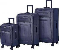 Wholesale Pierre Cardin Softside Luggage Expandable TSA LOCK,ANTI Theft Double Zipper suitcase Unisex for Travel, 4 Double Silent and smooth wheels (Set of 3 (20/25/29 Inch), Navy)