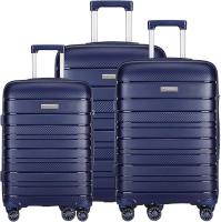 Wholesale Pierre Cardin UNBREAKABLE Luggage for travel, ANTI Theft Double Zipper Suitcase, 4 Double Wheels (Set of 4, Navy)