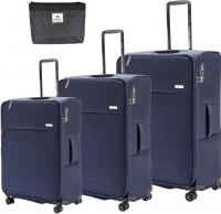 Wholesale Pierre Cardin Softside Luggage Set of 3, Lightweight and Darable Material, TSA Lock, UNISEX Travel Suitcase (Navy)