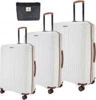 Wholesale Sonada Hardside Luggage Set of 3 Expandable PP Material With Double Zipper, ANTI Theft Lock (White)