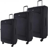 Wholesale Pierre Cardin Luggage set of 5 Softside Lightweight Suitcase for Travel, TSA Approved Lock, Anti Theft Double Zipper, Mercury Collection (Black)