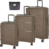 Wholesale Pierre Cardin UNBREAKABLE Luggage Zurich Collection Suitcase For Travel, TSA Approved Lock, ANTI Theft Double Zipper luggage (Set of 3, Champagne)