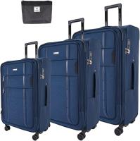 Wholesale Pierre Cardin Lightweight Luggage Set of 3 for Travel, Softside Suitcase Set With TSA Approved Lock, Anti Theft Double Zipper And 8 Smooth Wheels (Navy)