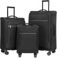 Wholesale VERAGE Lightweight Luggage TSA Approved Suitcase For travel And business Double Zipper With Flash Light, Toledo Collection Set of 3 Black