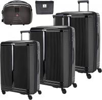 Wholesale PRINCE TRACK Unbreakable Luggage set of 4, Expandable,TSA Approved, Anti Theft Duble Zipper Suitcase For Travel (BLACK)