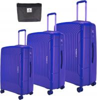 Wholesale Prince Luggage Set of 3 Unbreakable Luggage with 4 Spinner Wheels, Luggage for Travel Light Weight Anti-Theft Lock,Size 20 24 28 Inch (Navy)