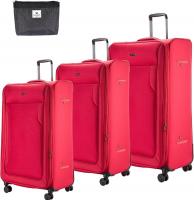 Wholesale Pierre Cardin Luggage Softside Set of 3, Lightweight Suitcase for Travel, TSA Approved Lock, Anti Theft Double Zipper, Smooth Wheels, Expandable (Red)