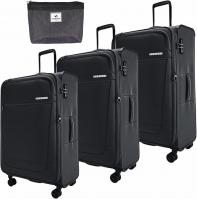 Wholesale VERAGE Toledo 3 Pieces Luggage Sets, Softside Expandable Spinner Wheel Suitcase (Black)