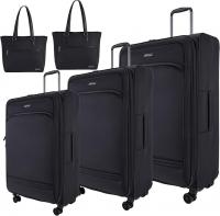 Wholesale Pierre Cardin Softside Luggage Set of 5 Ultra Light Weight 4 Wheels TSA Approved (BLACK)