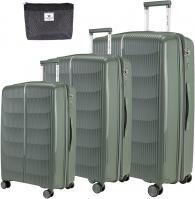 Wholesale Pierre Cardin Unbreakable Luggage Set of 3, Expandable and Anti Theft Double Zipper Suitcase, 4 Double Smooth and Silent Wheels, TSA Approved Luggage for Travel (GREEN)