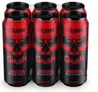 USN Qhush Extreme Energy Drink, Red Rush - Xtreme Energy Drink, Carbonated Gaming Energy Drink Fuel for E-Gamers, Energy Drink, Zero Sugar, 300mg Caffeine, Vitamin-C, 24-Pack