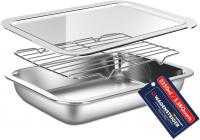 Stainless Steel Food Prep Container Set with Rack & Transparent Lid