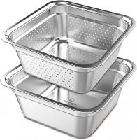 Stainless Steel Square Shaped Colander & Basin Set