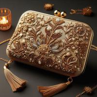 Premium Zardozi Embroidery Clutch Purse
