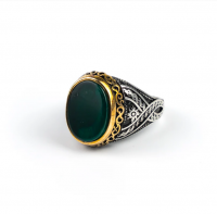Green Agate Silver Ring